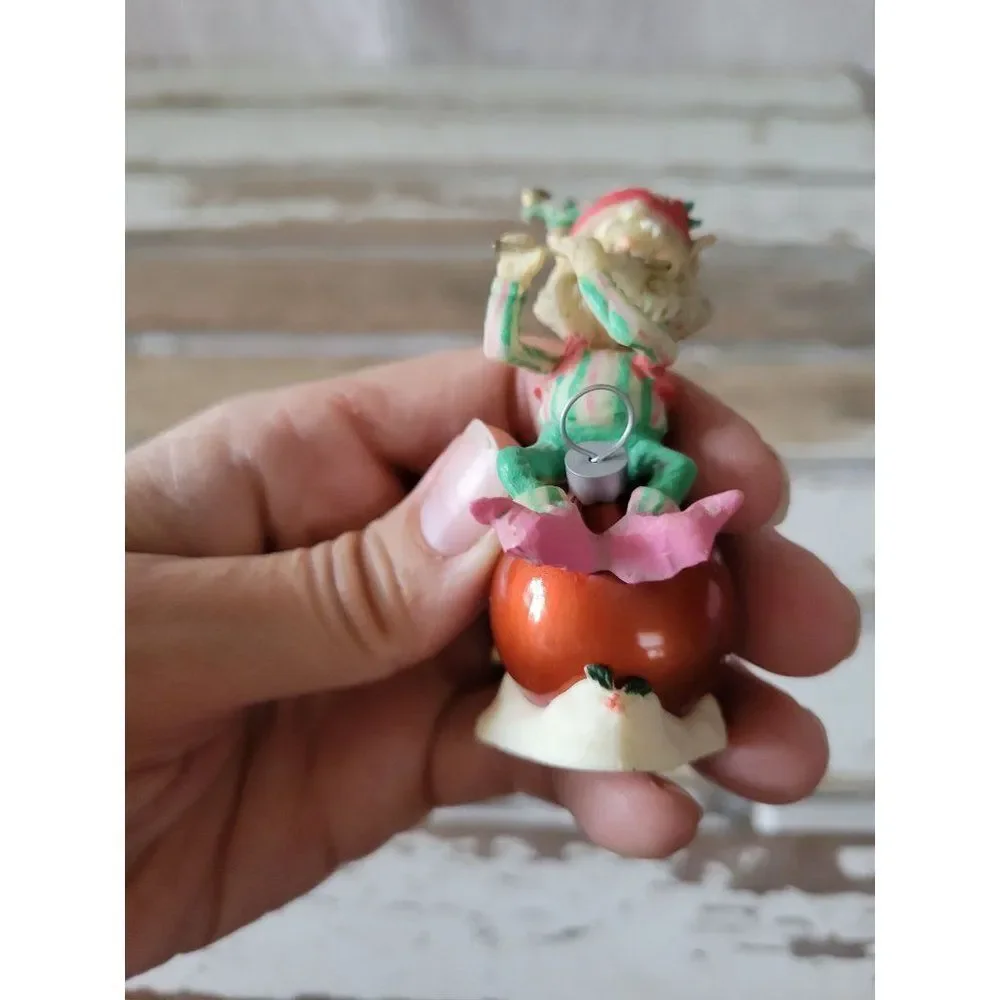 Enesco tiddles ornament elf‎ flute musician sandi zimnicki vintage village